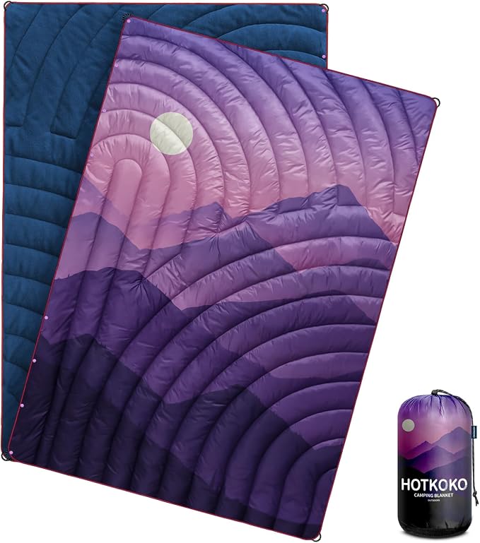 Mini Camping Blanket, Lightweight Down Alternative Puffy Blanket Packable Outdoor Blanket for Camping, Traveling, Stadium, Hiking, Picnics by hotkoko