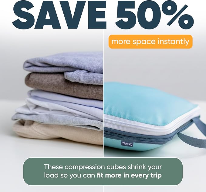 TRIPPED Travel Gear Large Compression Packing Cubes 7-Piece Set for Travel - Image 7