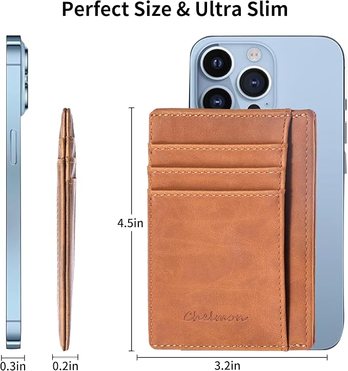 Chelmon Slim Wallet for Men, Minimalist Front Pocket RFID Blocking Credit Card Holder - Image 3