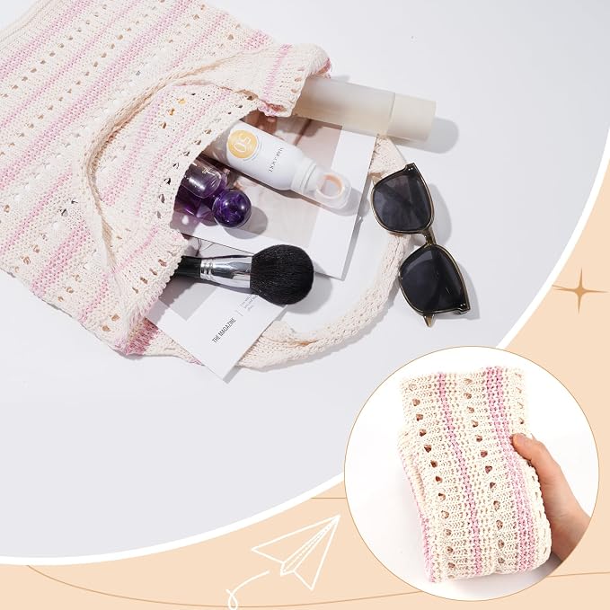 Sightor Crochet Tote Bag, Mesh Beach Bag Knit Summer Hobo Bag for Women | Beach Tote bag Vacation Outfits Aesthetic Boho Bag - Image 6