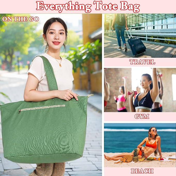 Fammart Beach Bags Waterproof Sandproof for Women, Large Canvas Pool Bag with Leakproof Wet Pocket & Zipper Cruise Essentials - Image 7