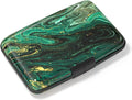 Credit Card Holder, Mini Aluminum Card Wallet RFID Blocking Slim Metal Hard Card Case for Women Men, Green Gold Marble by Atufsuat