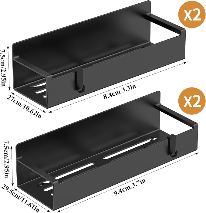 HuggieGems 4 Pack Magnetic Spice Rack Organizer for Refrigerator and Oven, Matt Black Fridge Organizers and Storage for Kitchen - Image 8