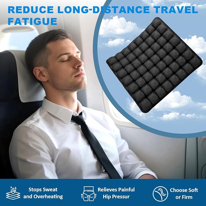 Travel Seat Cushion, Airplane Seat Cushion for Long Flights, Easy to Carry, 3D Inflatable Cushion for Wheelchair, Travel,Driving,Office Work - Image 2