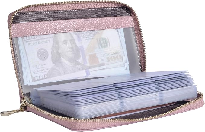 Easyoulife Credit Card Holder Wallet Womens Zipper Leather Case Purse RFID Blocking by Easyoulife