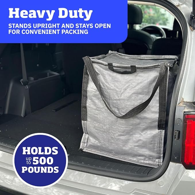 DURASACK 22-Gallon Zipper Top Heavy Duty Storage Tote Bags, Single, Gray | Rugged Woven Polypropylene Moving Bag, Reusable Self-Standing Design, Holds up to 500 Pounds - Image 3