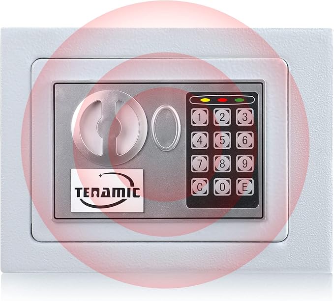 TENAMIC Electronic Digital Security Keypad Lock Box - 0.23 Cubic Feet Mini Safe for Office, Hotel, Home - White - Image 7
