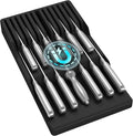 Lifewit Magnetic Drawer Knife Organizers Insert Pastic for 12 Knives, Black | Kitchen Plastic In Drawer Knife Block Slots, Steak Chefs Knives Holder Storage for 12 Knives and 1 Sharpening Steel 16.5" by Lifewit