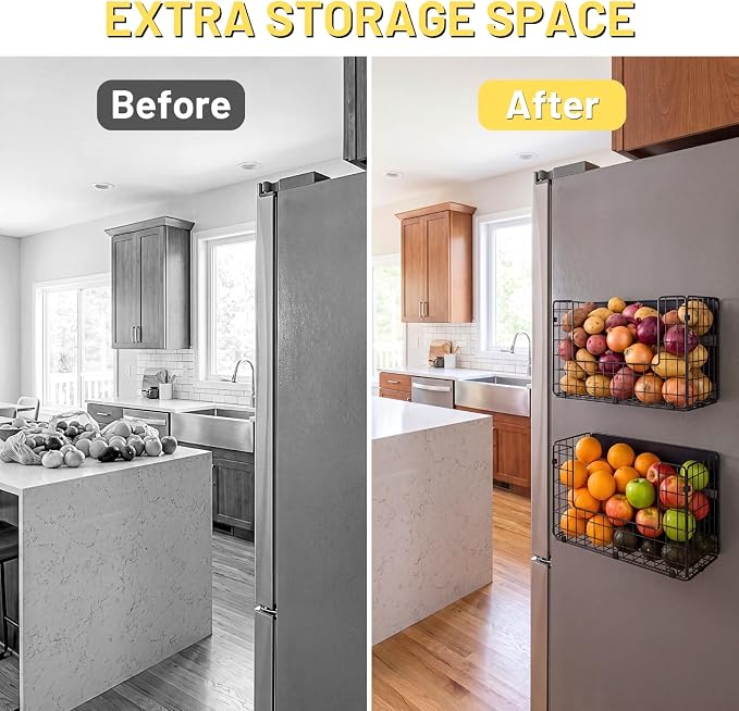 Magnetic Shelf for Fridge, Large Basket for Aluminum Foil | 50 lbs strong magnet, no-drill, large capacity, ventilated for produce, fits cabinet, wrap boxes, snacks, coffee pods. - Image 5