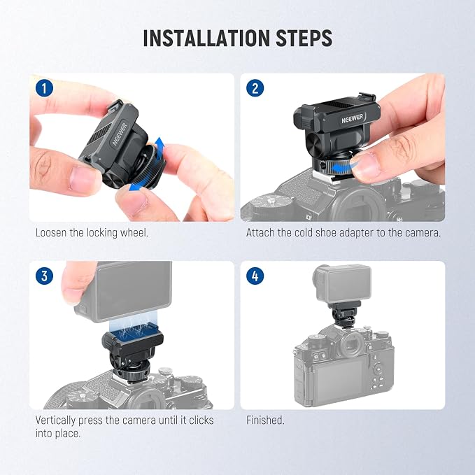 NEEWER Magnetic Mount Accessories Compatible with DJI Osmo 360 / Action 5 Pro / 4/3, Quick Release 160° Tilt Action Camera Adapter Mount with Cold Shoe, 1/4" Thread, AC012 Dark Gray - Image 9