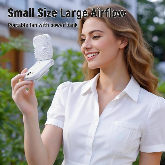 Mini Portable Handheld Clip On Rechargeable Personal Hand Fan with LED Display, Pocket Battery Operated 100 Speeds Adjustable Small Fan for Travel/Outdoor/Concerts/Lash/Makeup/Gift (purple) - Image 2