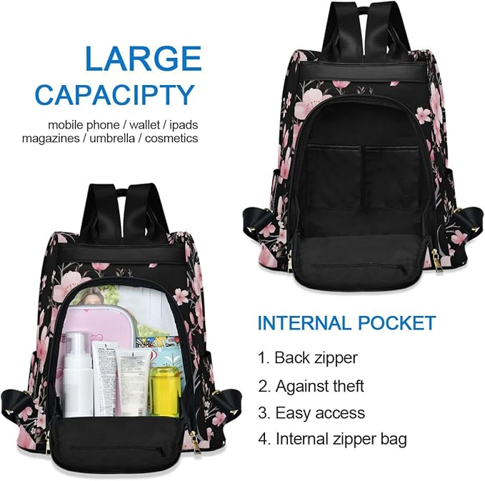 ALAZA Pink Cherry Blossom Flowers Backpack Purse for Women Anti Theft Fashion Back Pack Shoulder Bag - Image 5