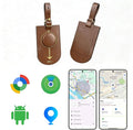 MiLi Smart Bluetooth Luggage Tracker Tag for iOS & Android | Works with Apple Find My & Google Find Hub, Anti-Lost Leather Travel Locator for Suitcase, Backpack & Gear, Brown by MiLi