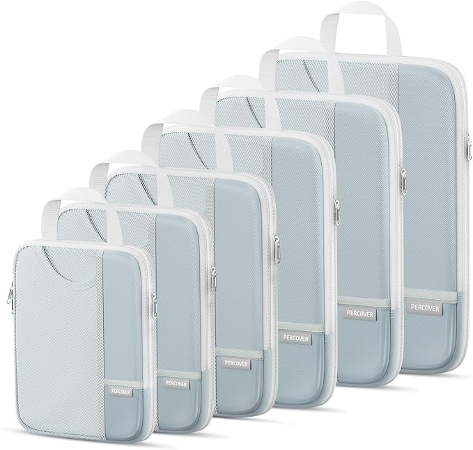 Percover Compression Packing Cubes for Travel, 6-Piece Structured Compression Organizer Set for Organized Packing & Carry-On Luggage, Slate Blue by Unknown
