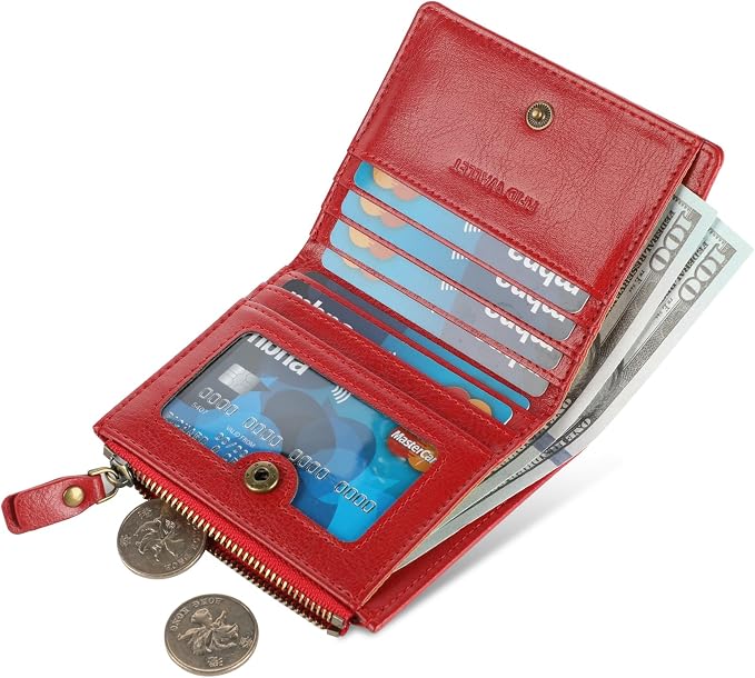 Ultra Thin Small Compact Leather Womens Girls Wallets RFID Blocking Credit Card Holder for Women - Image 2