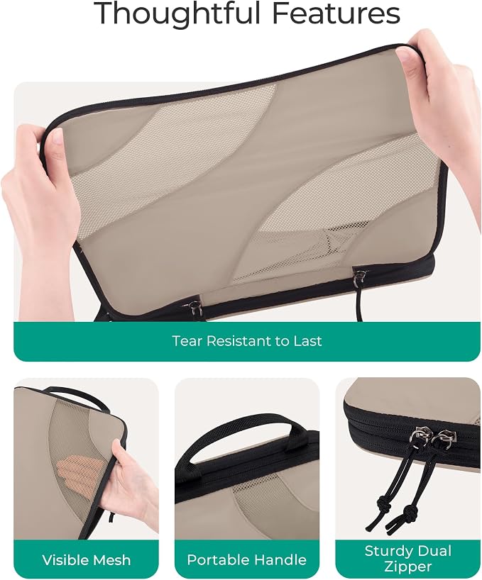 BAGSMART Compression Packing Cubes for Travel | Lightweight suitcase organizers bag set, space-saving double zipper expansion for carry-on luggage & travel organization - Image 7