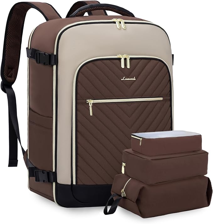 LOVEVOOK Large Travel Backpack for Women, TSA Carry on Backpack for Airplanes, 40L Personal Item Travel Bag for Women fits 17" Laptop,Waterproof Carry on Bag Airplane Approved with 3 Packing Cubes by LOVEVOOK