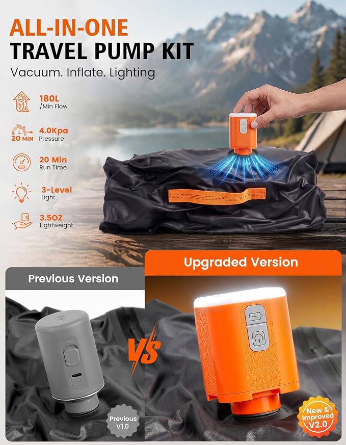 Vacuum Travel Bags with Pump, 2 Pack 34L Space Saver Vacuum Compression Bags for Travel Luggage Suitcase Backpack, Waterproof & Reusable Vacuum Packing Cubes for Clothing（2Pcs+Pump) - Image 6