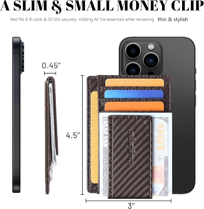 Toughergun Slim Wallet for Men RFID Blocking Money Clip, Minimalist Front Pocket Credit Card Holder, Magnetic Thin Mens Wallets with ID Window - Image 7