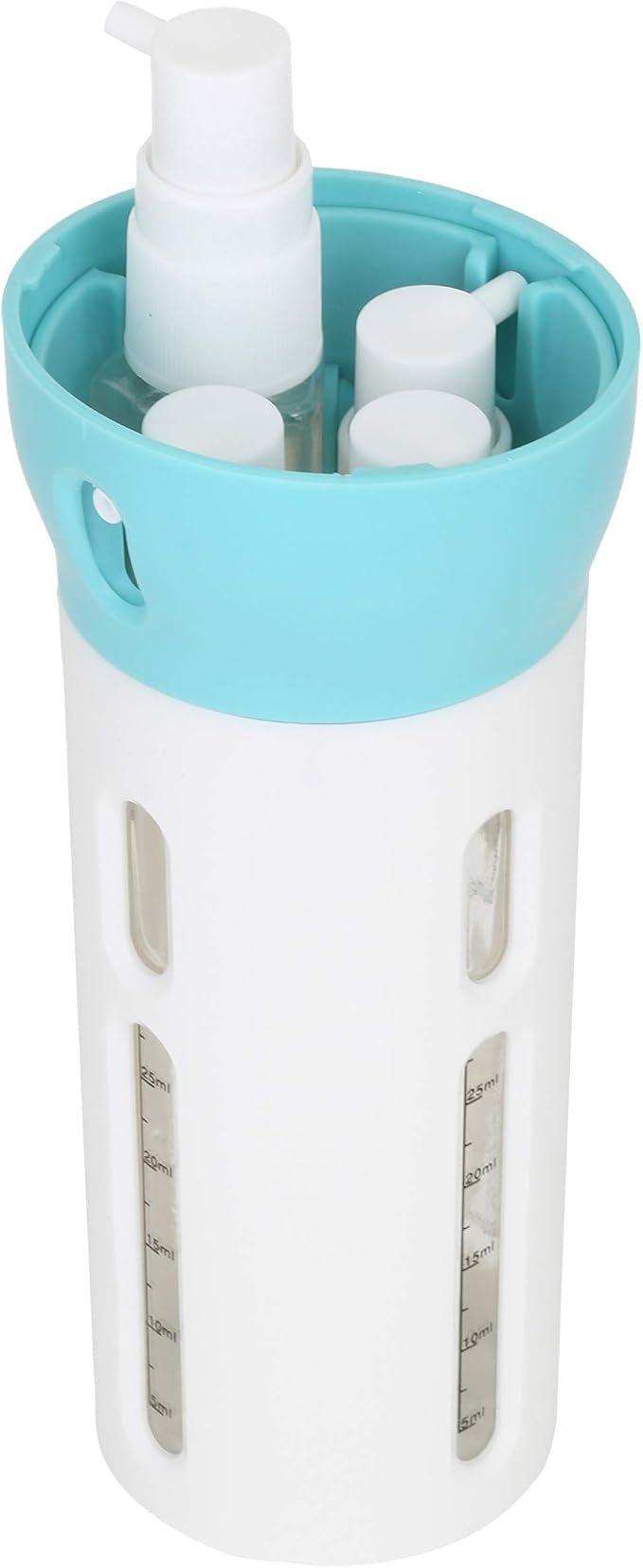 Travigo 4-in-1 Travel Dispenser Bottle, TSA Approved, Leak Proof, Four Reusable 1.4 oz. (40 mL) Toiletry Containers for Shampoo, Conditioner, Soap, Lotion, Skincare (Blue) - Image 6