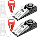 Portable Door Lock + Door Stop Alarm Set – Travel Safety Kit for Hotel Rooms, Home, Dorms & Apartments – (Red, 2-Pack - 2 Locks + 2 Alarms) by PocketLock