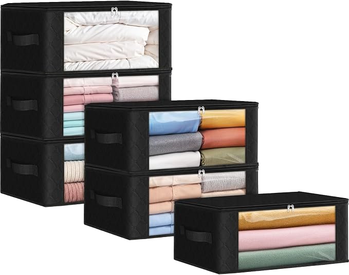 35L Closet Organizers, Foldable Under Bed Storage Containers | Storage Bags with Zippers,Window and Handles for Organizing Bedroom, Closet, Clothing,Organization with Handle by Fabtotes