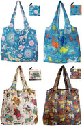 Foldable Reusable Grocery Bags, 4 Pack Large Shopping Tote Bags, Durable & Machine Washable Lightweight Totes for Travel, Groceries & Daily Essentials by NewOpportunityInLivingKindly