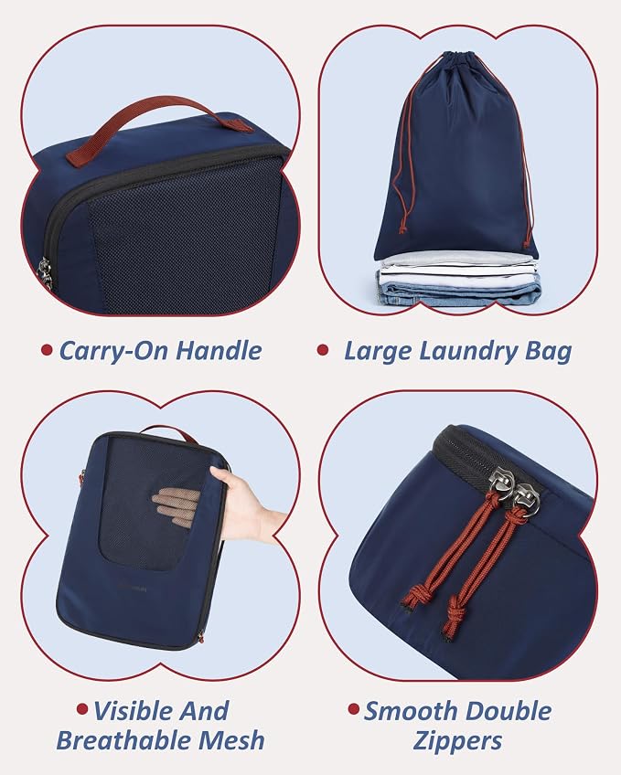 BAGSMART Compression Packing Cubes for Travel, 6/5/4set Lightweight Packing Organizers, Summer Travel Essentials Suitcase Organizer Bags Set - Image 6