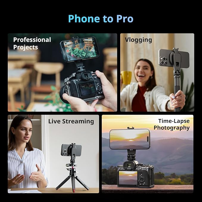 SMALLRIG AC-10 Magnetic Attachable Phone Clamp, Phone Mount with Cold Shoe Mount and 1/4"-20 Threaded Hole, for iPhone 17/16 / 15/14 / 13/12 Series, 90° Tilt for Recording, Live Streaming-5283 - Image 7