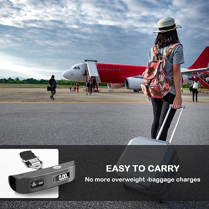 travel inspira Luggage Scale, Portable Digital Hanging Baggage Scale for Travel, Suitcase Weight Scale with Rubber Paint, 110 Pounds, Battery Included - Image 5