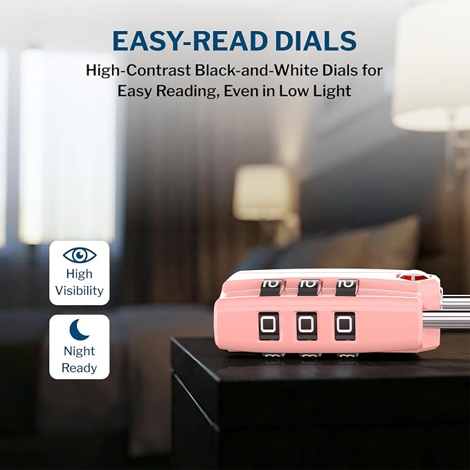Forge Open Alert TSA Approved Luggage Locks - 3 Digit Combination, Easy Read Dials, Zinc Alloy Body - Ideal Travel Lock for Luggage, Suitcases, Bags & Toolboxes. Pink 2 Locks. - Image 5