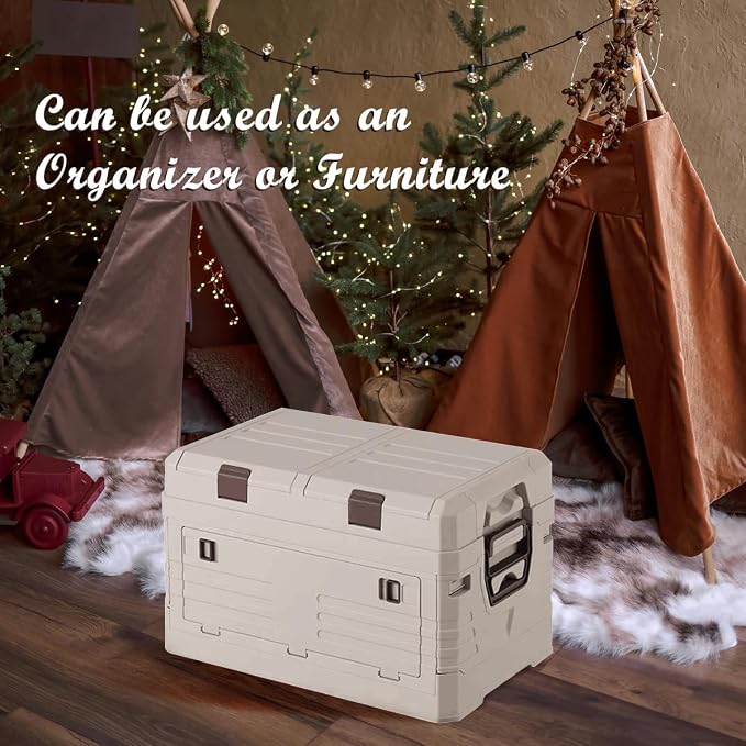 Collapsible Folding Storage Bin with 2 Compartments, 42L Side Opening Organizer for Car Trunk, Picnic, Fishing, Office - Image 6