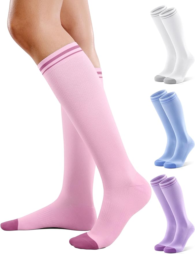 FITRELL 4 Pairs Compression Socks for Women & Men, 15-20mmHg Circulation Support for Athletic Travel Daily Wear by FITRELL