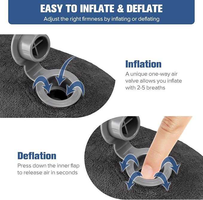 Rewondah Inflatable Travel Pillow for Sleeping Airplane - Inflatable Neck Pillow for Traveling on Plane with Washable Cover, Blow up Neck Travel Pillow for Airplanes, Cars - Portable and Comfortable - Image 5