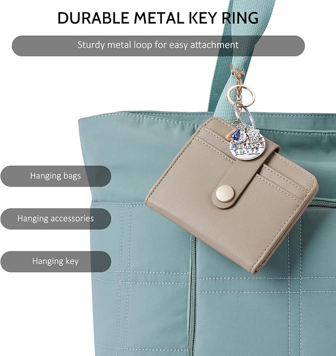 POIUGOYA Slim Wallet for Women,RFID Blocking Bifold Credit Card Holder with Zipper Coin Pocket,ID Window,Keychain - Image 6