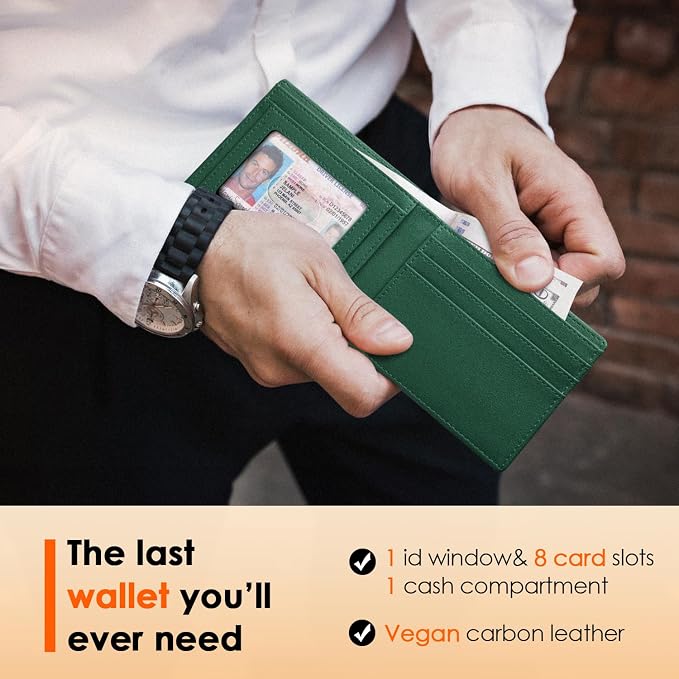 RUNBOX Wallet for Men Slim Leather Bifold RFID Blocking Minimalist Front Pocket Design with Gift Box | Minimalist Front Pocket Design, Holds 8 Cards, RFID Protection, Gifts for Men on Birthdays, Father’s Day, and Christmas - Image 2