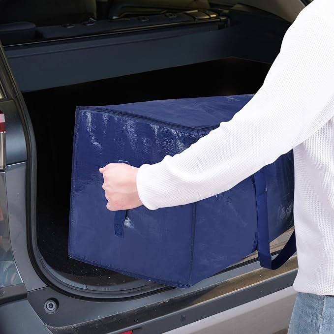 TICONN 6 Pack Extra Large Moving Bags Heavy Duty with Zippers & Carrying Handles, Durable Storage Bags Moving Boxes for Closet Organizers and Storage (6 Pack, Navy) - Image 10