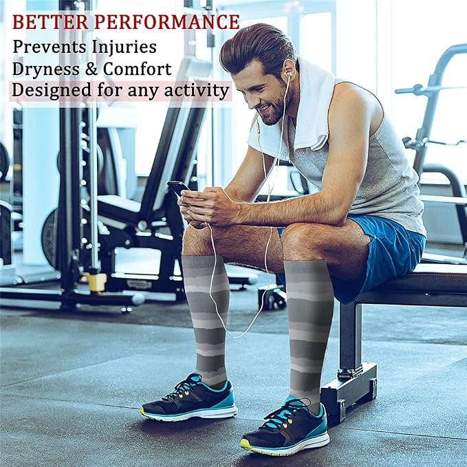 CHARMKING Compression Socks for Women & Men Circulation (8 Pairs) 15-20 mmHg Best Calf Socks Support for Athletic Cycling - Image 3