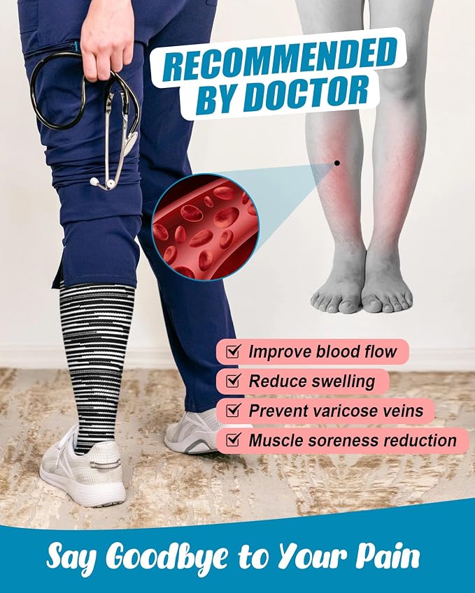 6 Pairs Compression Socks for Women & Men 15-20mmHg Knee High Socks | Graduated Compression Socks Supports Circulation, Ideal for Nurses Pregnancy, Travel, Flying, Running & Daily Wear - Image 5