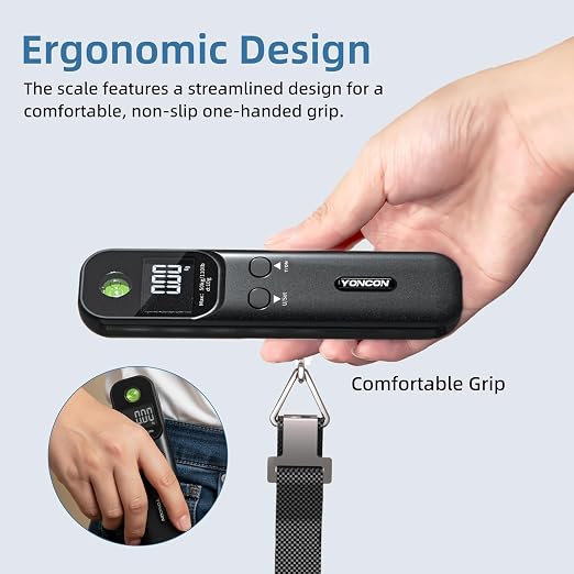 Luggage Scale - 110lb Digital Suitcase Weight Scale with LCD Display, 3 Units (lb/kg/oz) and Tare Function, Portable Travel Essentials for Backpacks, Packages and Outdoor Gear (Black) - Image 4