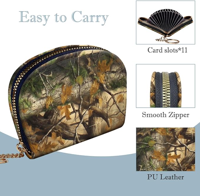 Women's Slim RFID Wallet – Compact Leather Card Holder Wallet for Women, 9 Card Slots RFID Blocking Credit Card Organizer, Small Travel Wallet - Forest Camouflage - Image 4