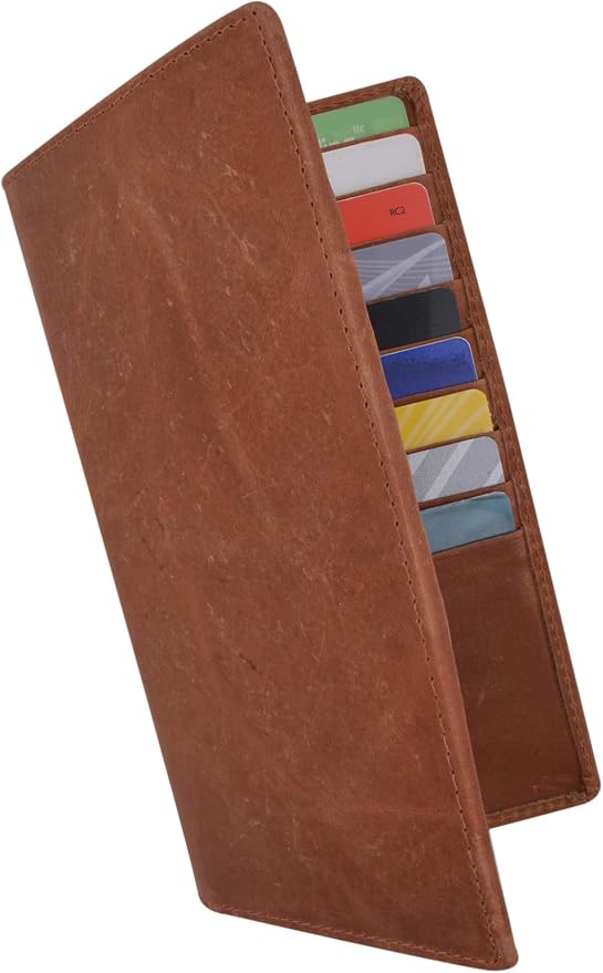Marshal Bifold Genuine Leather RFID Blocking Credit Card ID Holder Tall Wallet (Antique) - Image 7