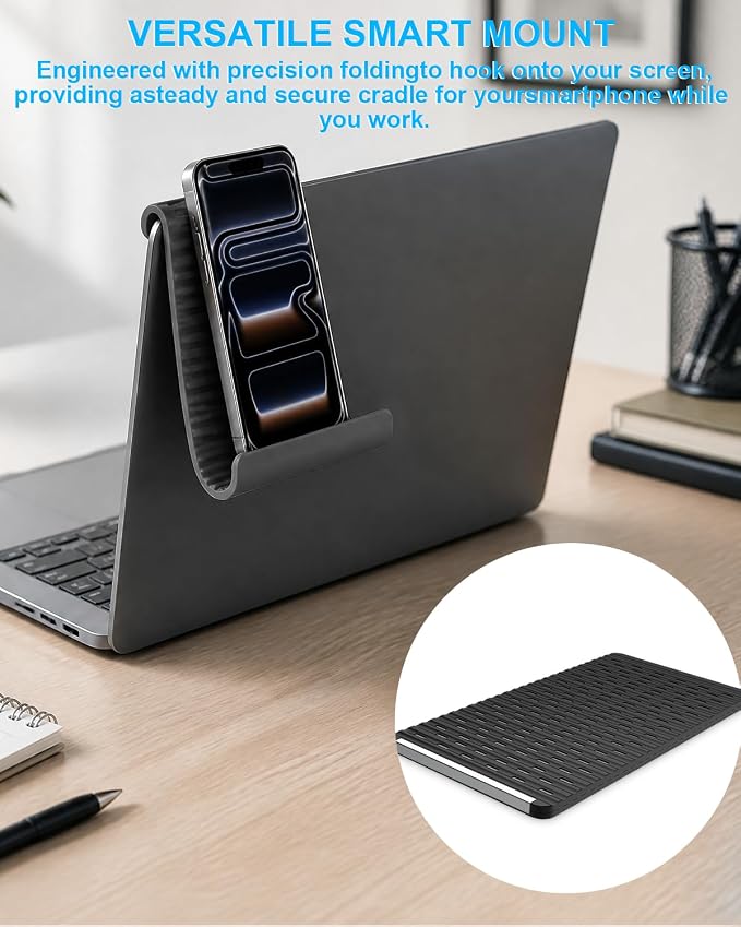 Airplane Phone Holder 2 Pack (Black+Orange), Flexible Silicone Aluminum Foldable Phone Stand, Travel Essentials & 0.12" Ultra-Thin Desktop Mount for iPhone, Flight, Bed, Office, Treadmill - Image 6