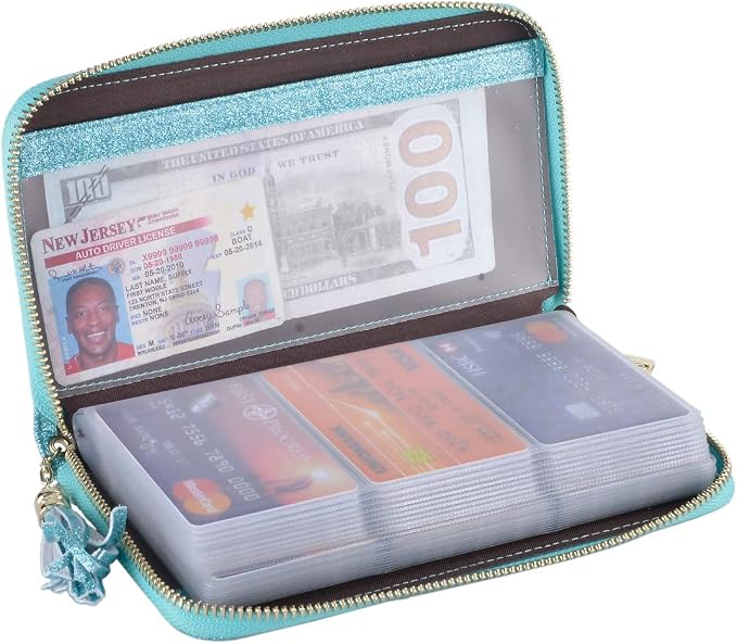 Easyoulife Credit Card Holder Wallet Womens Zipper Leather Case Purse RFID Blocking by Easyoulife