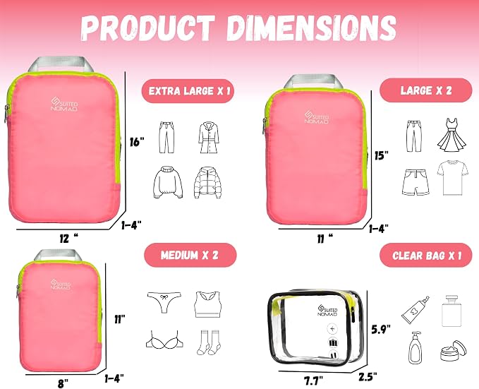 Compression Packing Cubes Set, Suitcase and Backpack Travel Organizer Bags | Ultralight and breatheable material - Image 3