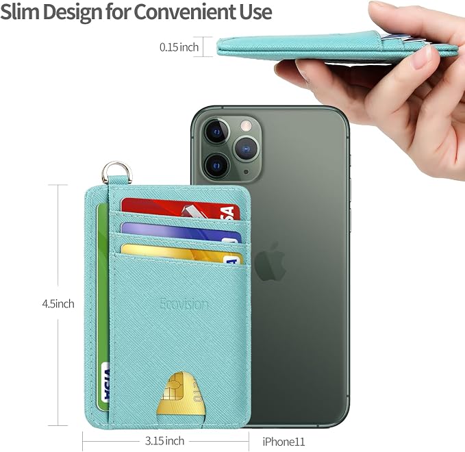 Slim Minimalist Front Pocket Wallet, RFID Blocking Credit Card Holder Wallet with Detachable D-Shackle for Men Women - Image 7