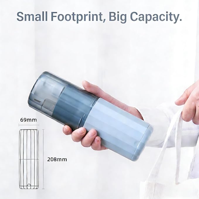 All-in-One Travel Toiletry Organizer with 2 TSA-Approved Size Pump Bottles, Rinse Cup, Quick-Dry Toothbrush Holder & Hidden Storage for Travel, Gym & Dorm - Image 7