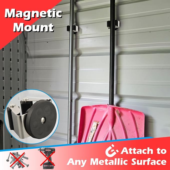 MUTUACTOR Magnetic Broom Holders,2PCS Anti-scratch Magnetic Mount Broom Holder with Rubber Grippers, 12lbs Heavy Duty Magnetic Tool Holders for Work Garage Laundry Kitchen RV Van Accessories - Image 2