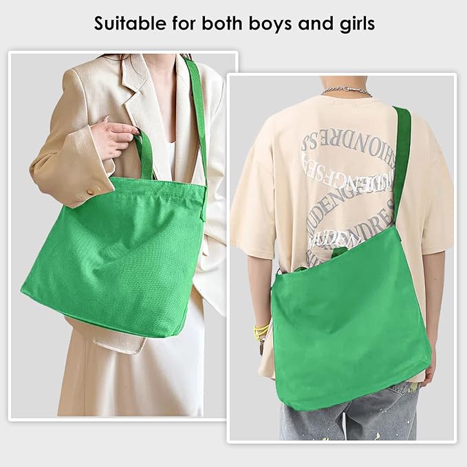 Women's Canvas Tote Bag inside Out Bag with Adjustable Crossbody Strap for Work Travel Shopping Durable Handbag for Men - Image 6