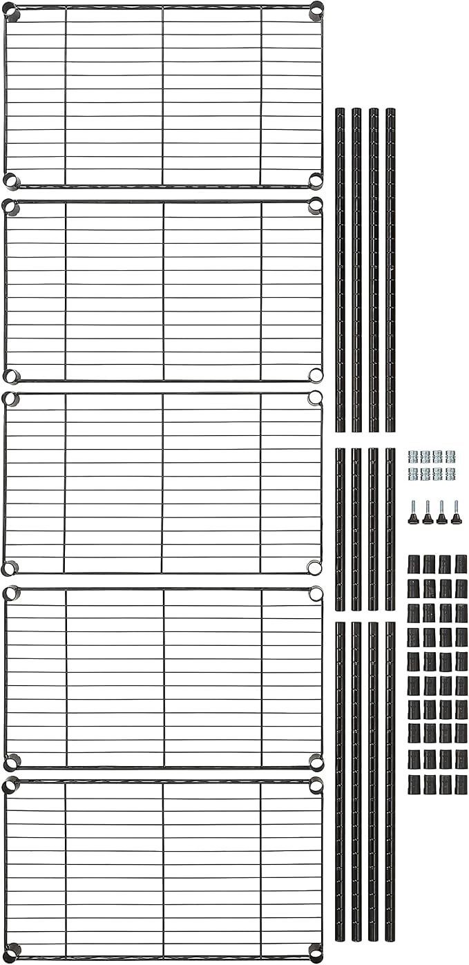 Amazon Basics 5-Shelf Multipurpose Adjustable Steel Garage Shelving Unit, Storage Rack for Kitchen, 200 lbs Per Shelf, Easy Assembly, 13.4"D x 23.2"W x 60"H, Black - Image 7